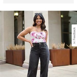 Body Contour Compression Floral Halter Rosette Bodysuit